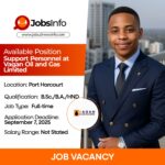 Support Personnel at Vagan Oil and Gas Limited