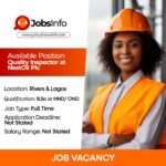 Quality Inspector at NestOil Plc