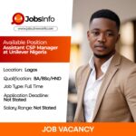 Assistant CSP Manager at Unilever Nigeria