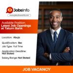 Latest Job Openings at Tatum Bank