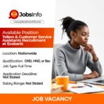 Tellers & Customer Service Assistants Recruitment at Ecobank