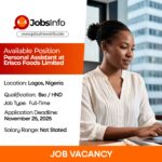 Personal Assistant at Erisco Foods Limited