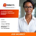 Production Pharmacist (Fresher)