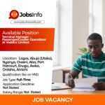 Terminal Manager – Passenger/Courier Operations at Vodstra Limited
