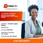 Customer Service/Sales Representative at RS Hunter Limited