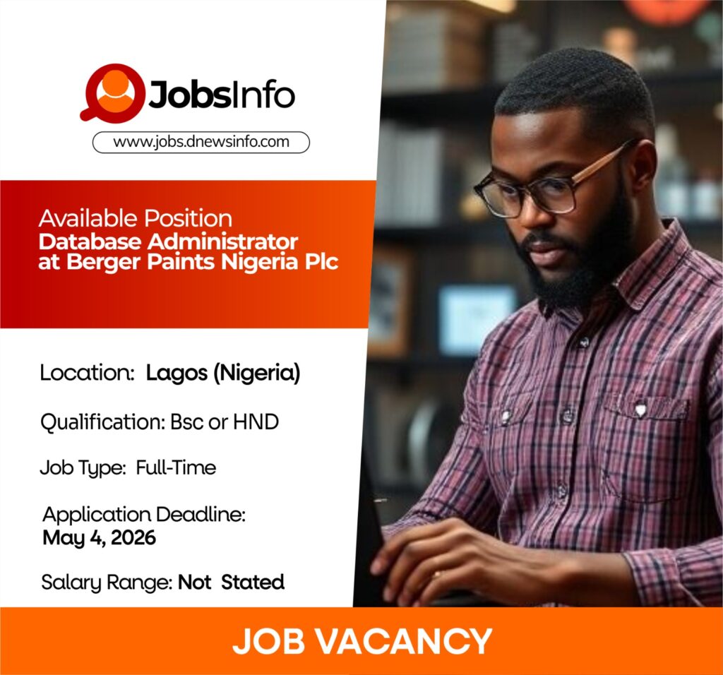 Database Administrator at Berger Paints Nigeria Plc office