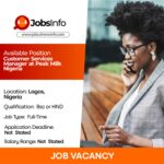 Customer Services Manager at Peak Milk Nigeria