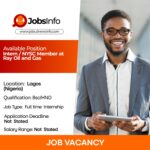 Intern / NYSC Member at Ray Oil and Gas