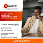 Remote Job Opportunities at Alfred and Victoria Associates