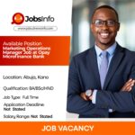 Marketing Operations Manager Job at Opay Microfinance Bank