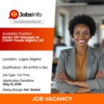 Senior HR Manager at CWAY Foods Nigeria Ltd