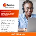 Customer Service Executive Supervisor (CSS) at United Nigeria Airlines