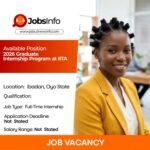 2026 Graduate Internship Program at IITA