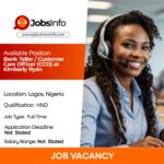 Bank Teller / Customer Care Officer (CCO) at Kimberly Ryan