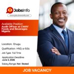 Audit Officer at CWAY Foods and Beverages Nigeria
