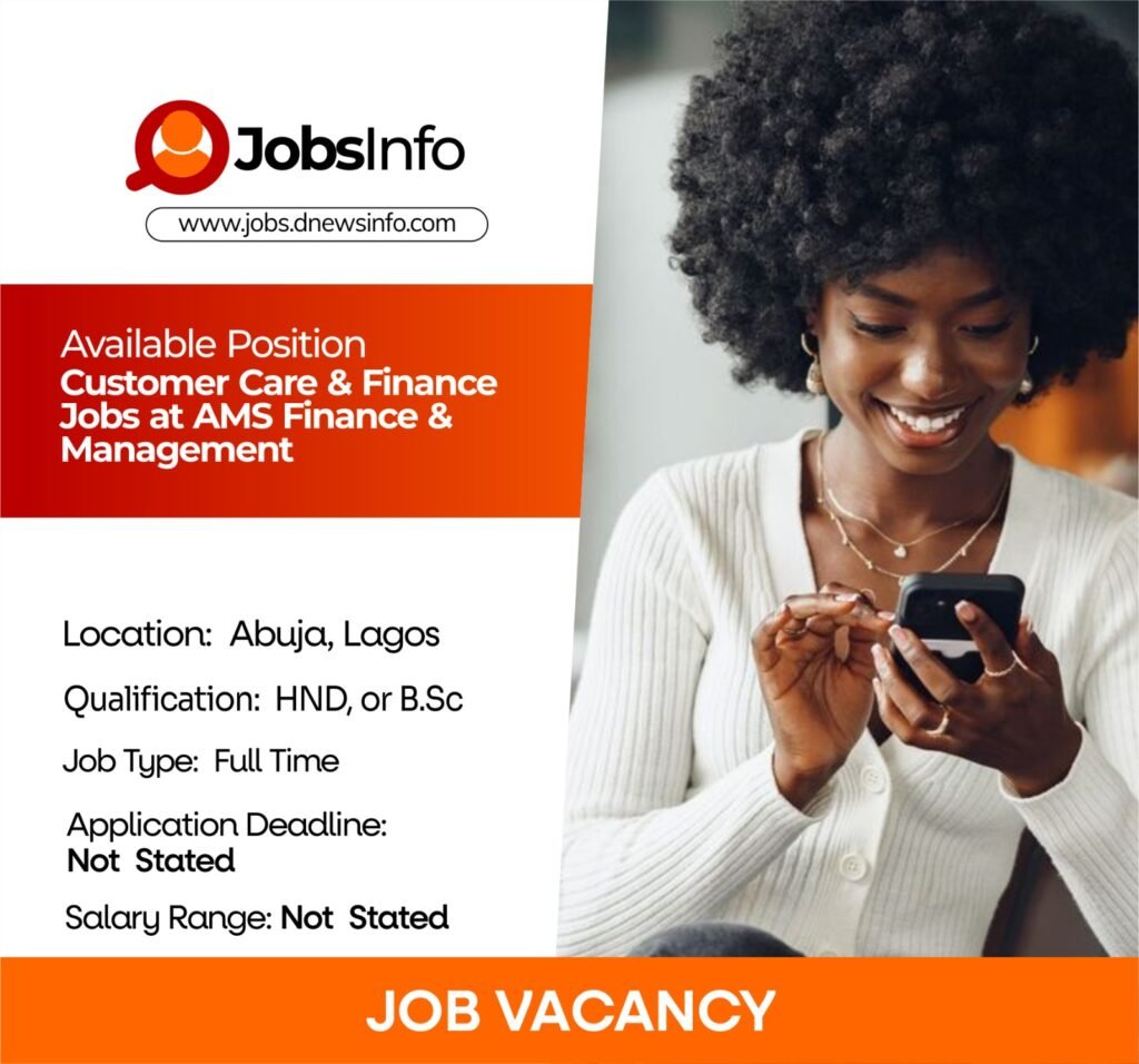 Customer Care & Finance Jobs at AMS Finance & Management