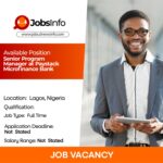 Senior Program Manager at Paystack Microfinance Bank