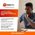 NYSC Corps Member Opportunity at HoneyTreat Group