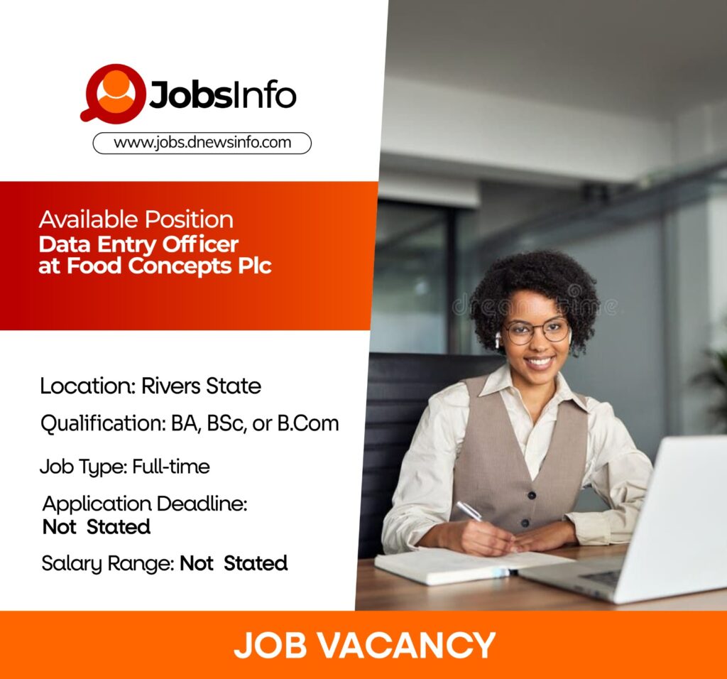 Data Entry Officer at Food Concepts Plc
