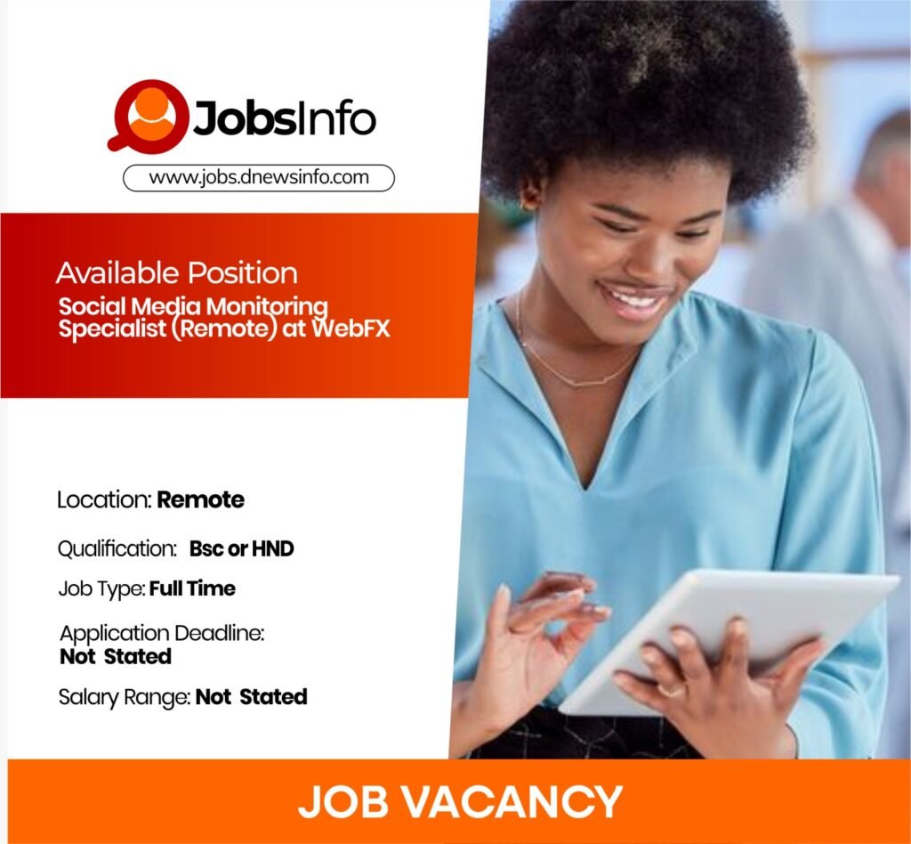 Social Media Monitoring Specialist (Remote) at WebFX