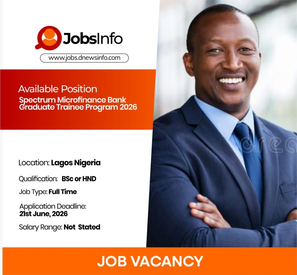 Spectrum Microfinance Bank Graduate Trainee Program 2026
