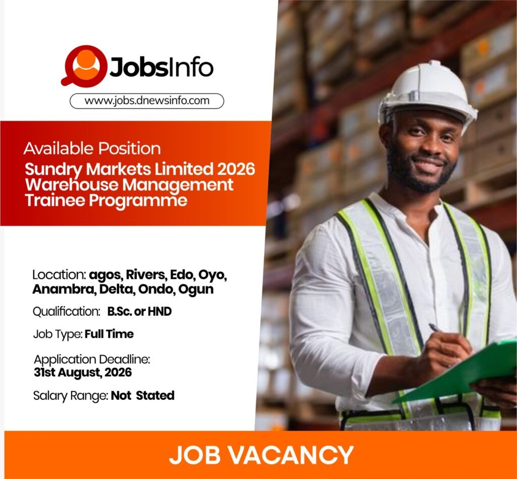 Sundry Markets Limited 2026 Warehouse Management Trainee Programme