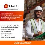 Sundry Markets Limited 2026 Warehouse Management Trainee Programme