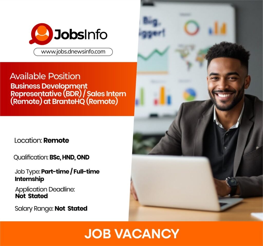 Business Development Representative (BDR) / Sales Intern (Remote) at BranteHQ (Remote)