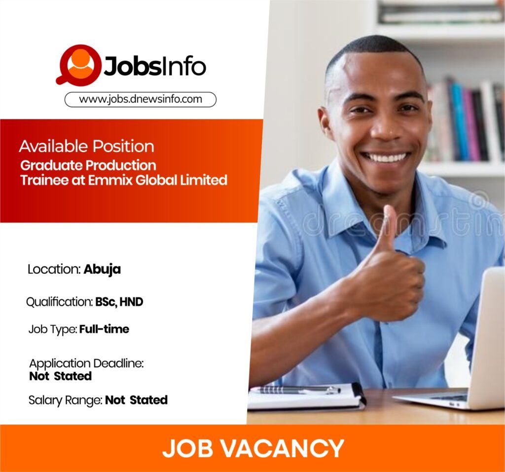 Graduate Production Trainee at Emmix Global Limited