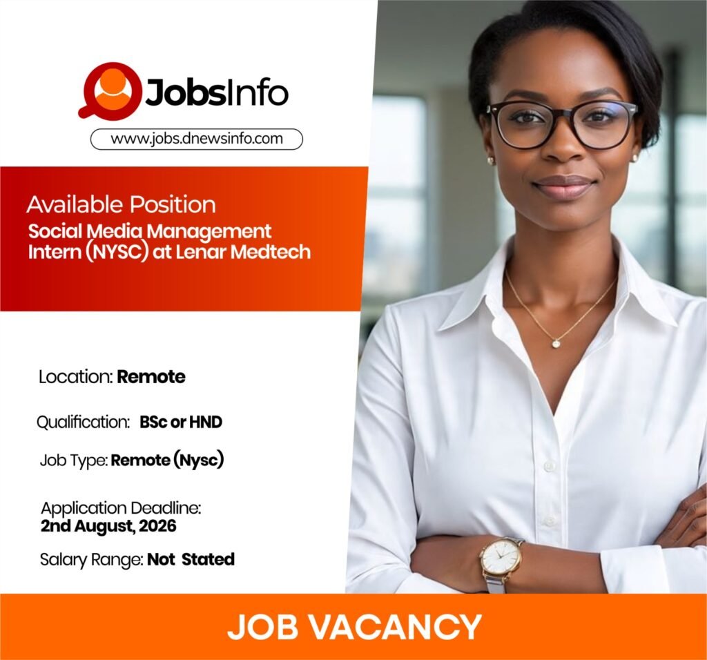 Social Media Management Intern (NYSC) at Lenar Medtech