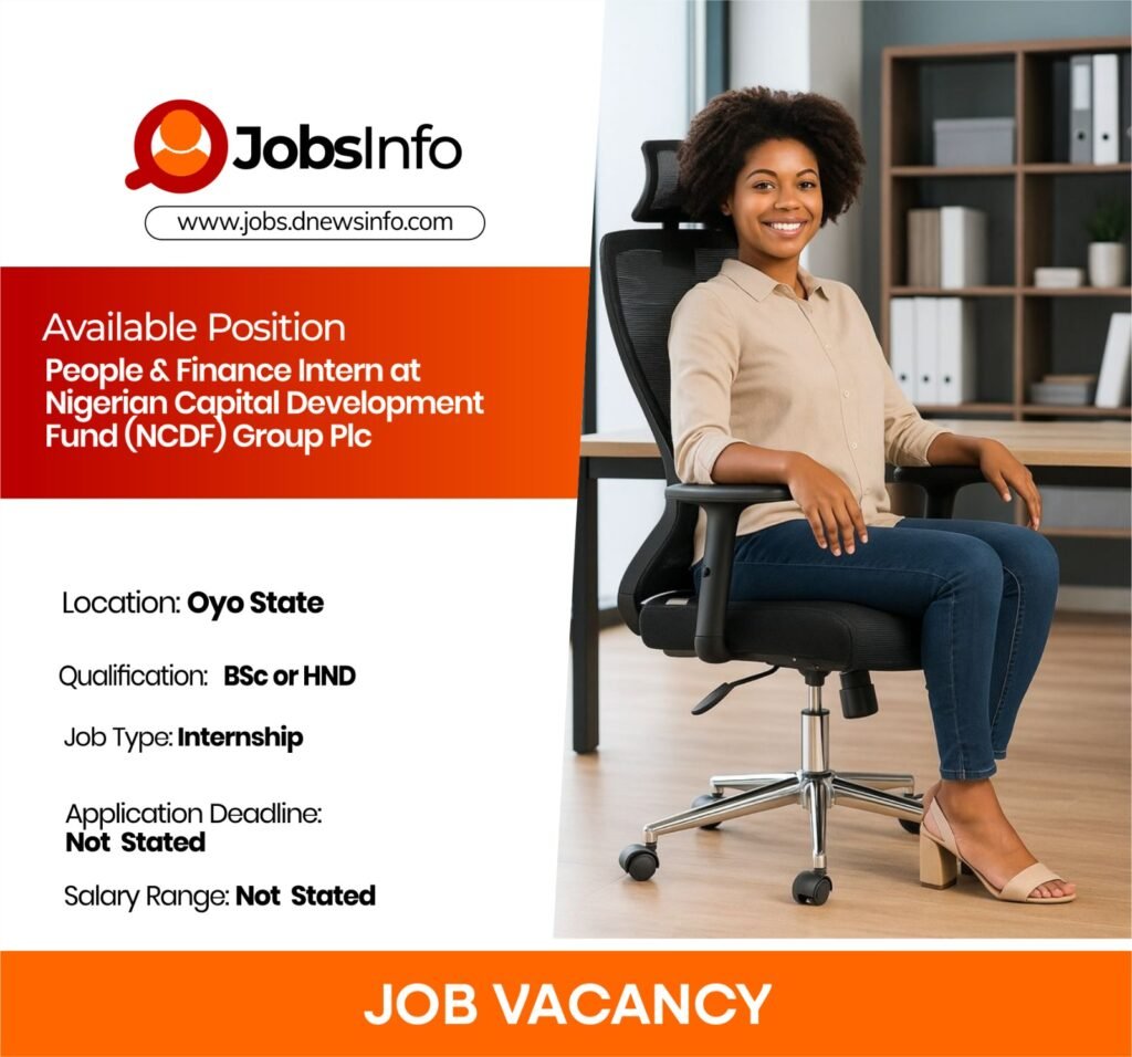 People & Finance Intern at Nigerian Capital Development Fund (NCDF) Group Plc