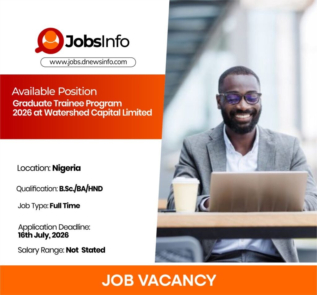 Graduate Trainee Program 2026 at Watershed Capital Limited