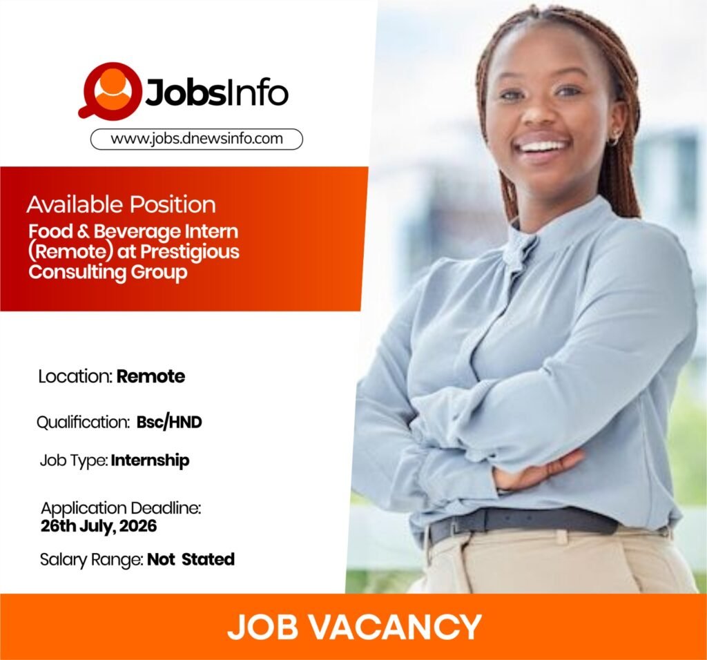 Food & Beverage Intern (Remote) at Prestigious Consulting Group