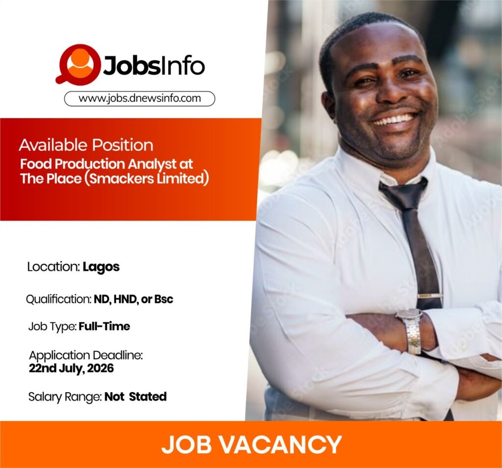 Food Production Analyst at The Place (Smackers Limited)