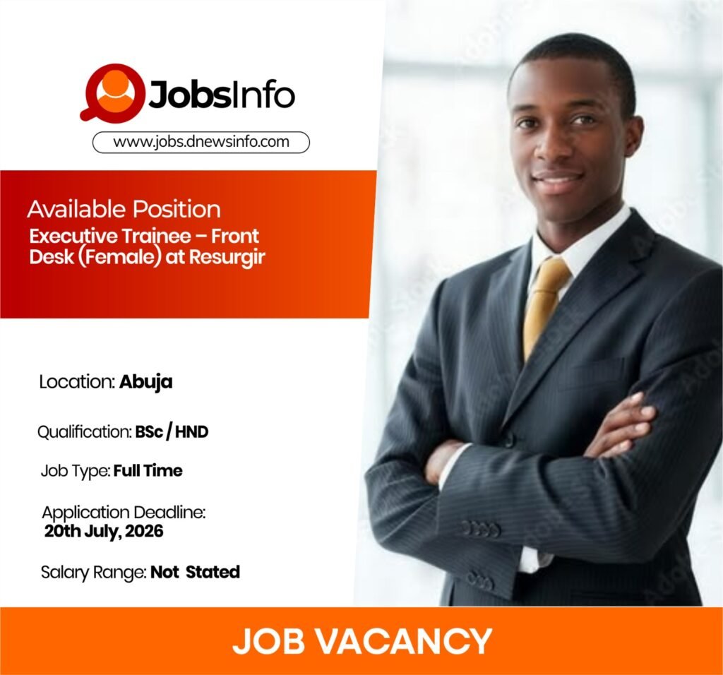 Executive Trainee – Front Desk (Female) at Resurgir