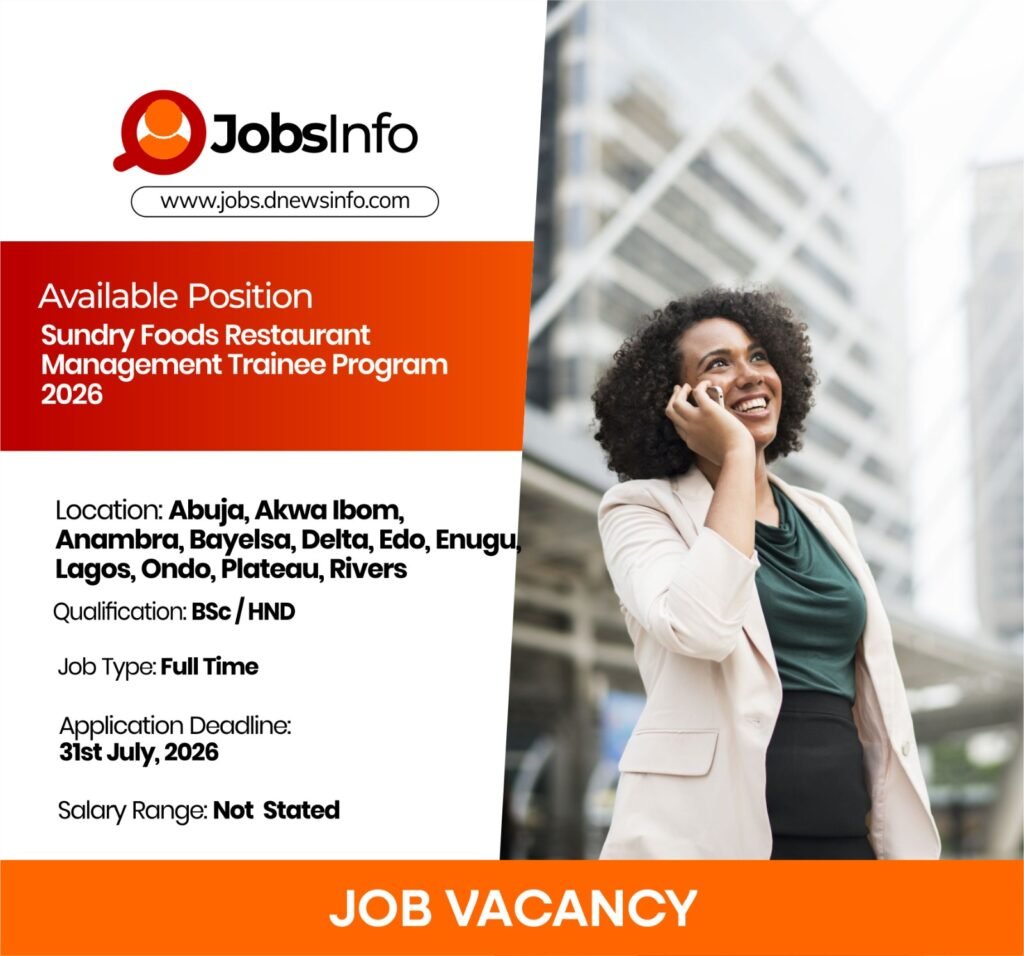 Sundry Foods Restaurant Management Trainee Program 2026