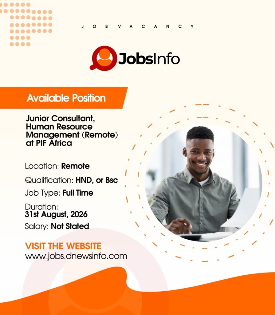 Junior Consultant, Human Resource Management (Remote) at PIF Africa