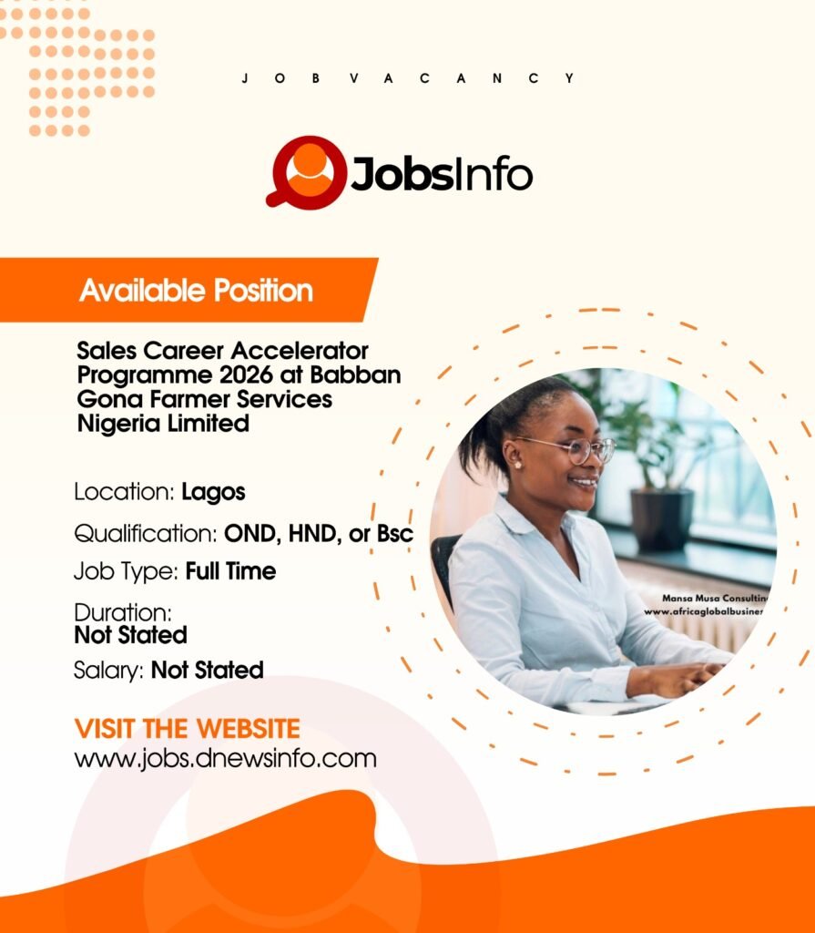 Sales Career Accelerator Programme 2026 at Babban Gona Farmer Services Nigeria Limited