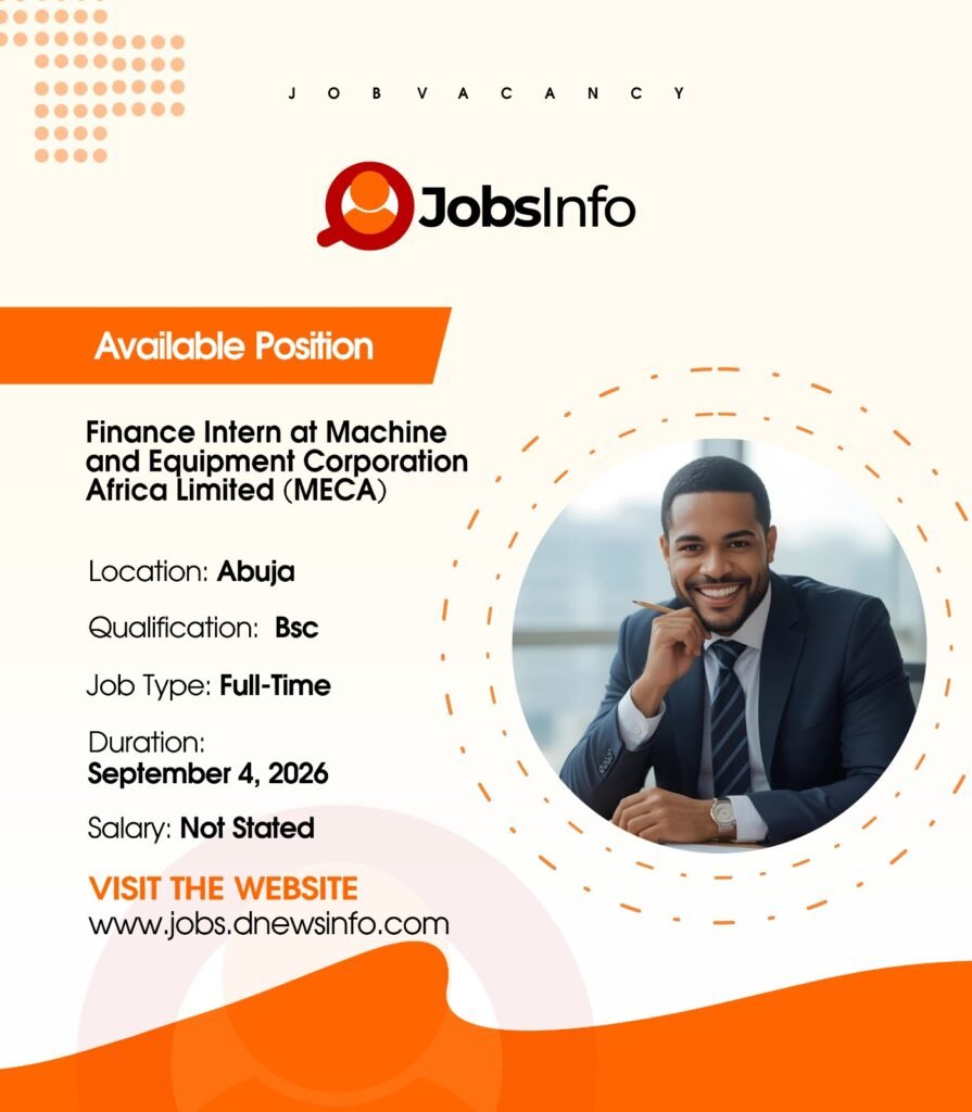 Finance Intern at Machine and Equipment Corporation Africa Limited (MECA) - 11 50