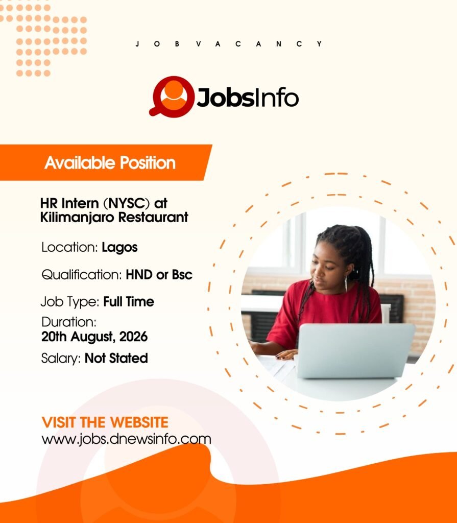 HR Intern (NYSC) at Kilimanjaro Restaurant - 11 8