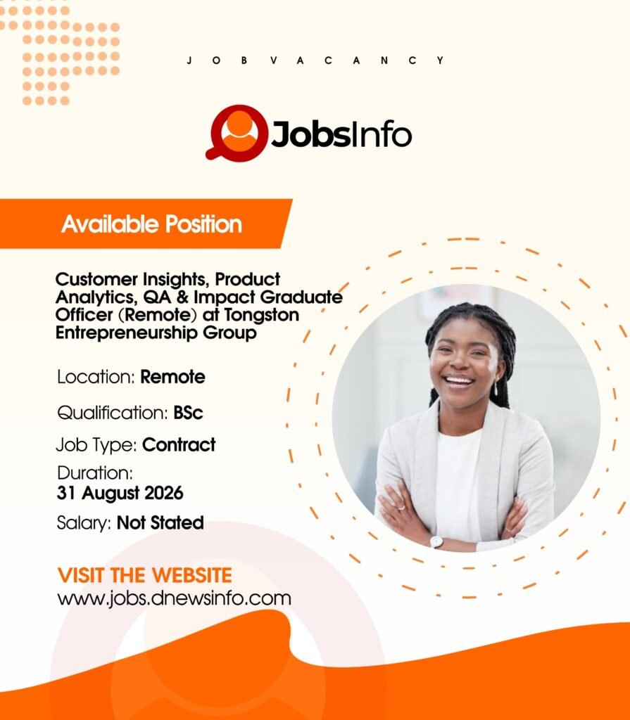 Customer Insights, Product Analytics, QA & Impact Graduate Officer (Remote) at Tongston Entrepreneurship Group