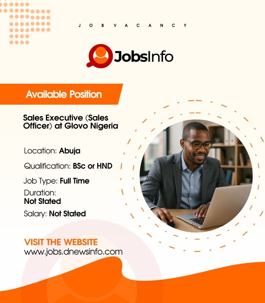 Sales Executive (Sales Officer) at Glovo Nigeria