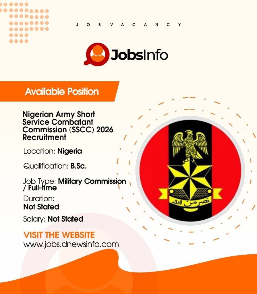Nigerian Army Short Service Combatant Commission (SSCC) 2026 Recruitment
